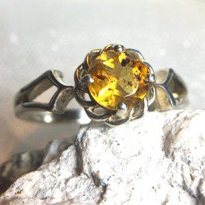 Genuine Burmese Amber .925 Ring RARE Natural Gemstone Sterling Silver Round Sz 6